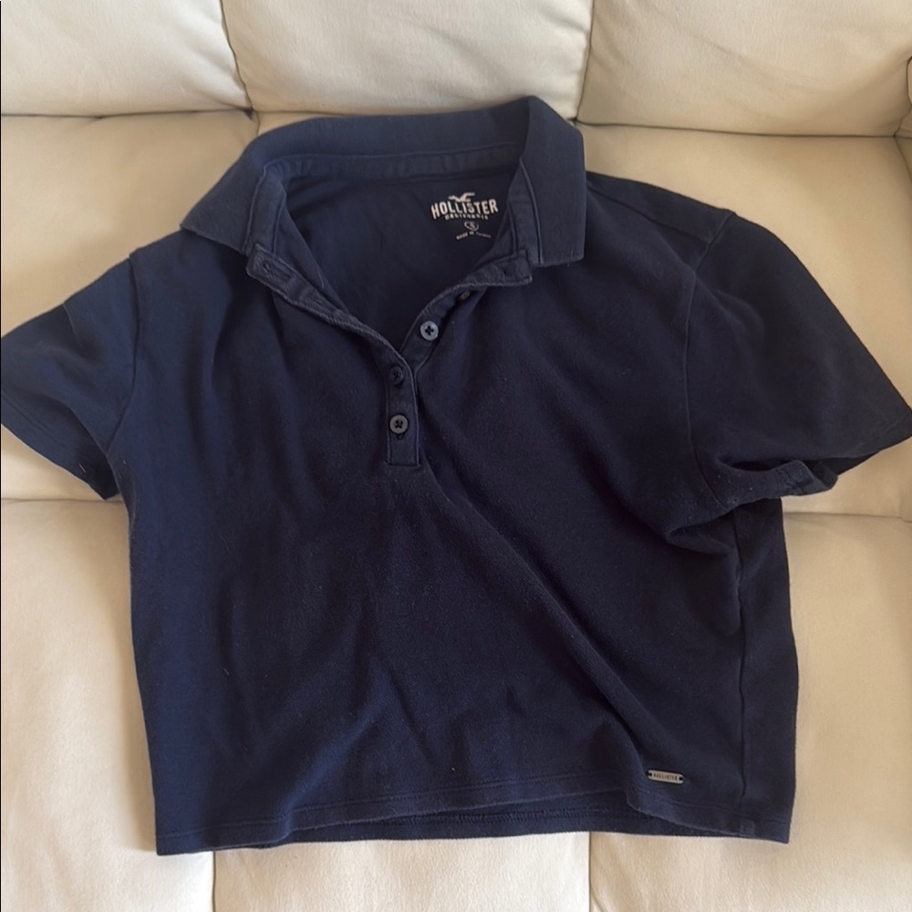 Hollister Navy Cropped Polo Size Small